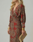 LUNE Natural Wrap Midi Dress