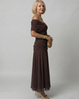 CALEN Off-Shoulder Flow Midi Dress