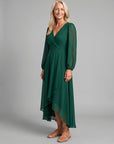 Mia wrap maxi dress in Dark Green - front