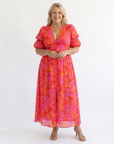 WILLOW Floral Puff Sleeve Midi Dress