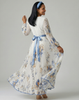 RIELLE Pleated Wrap Midi Dress