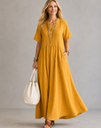 NATHALIA Pleated Maxi Dress