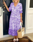 KEISHA Graceful V-Neck Floral Dress