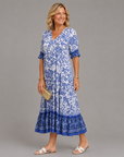 KEISHA Graceful V-Neck Floral Dress