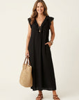 JOSETTE Ruffle V-Neck Maxi Dress - Black