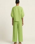 MARLOWE Zipper-Front Puff Sleeve Set