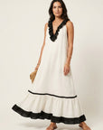 MAYLINE Ruffle-Neck Contrast-Trim Maxi Dress - White