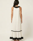 MAYLINE Ruffle-Neck Contrast-Trim Maxi Dress