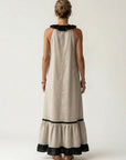 MAYLINE Ruffle-Neck Contrast-Trim Maxi Dress