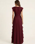 NELLYANA Wrap-Style Ruffle Maxi Dress