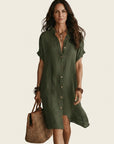NIDALIE Midi Shirt Dress - Green