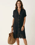 NIDALIE Midi Shirt Dress - Black