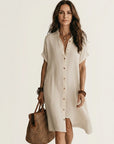 NIDALIE Midi Shirt Dress - White