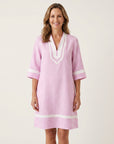 SANINA Contrast-Trim Stripe Shift Dress - Pink