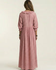 YOSETTA Striped Lantern-Sleeve Maxi Dress