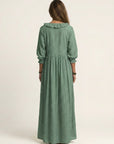 YOSETTA Striped Lantern-Sleeve Maxi Dress