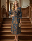 LUNE Natural Wrap Midi Dress