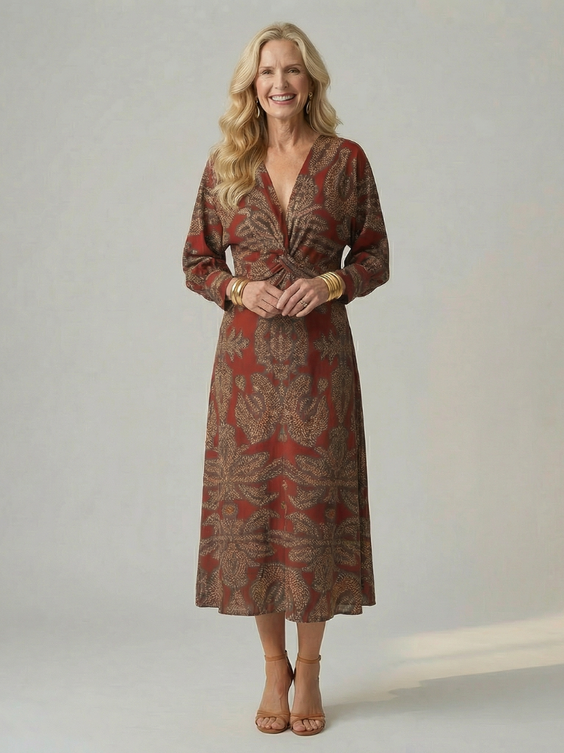 LUNE Natural Wrap Midi Dress