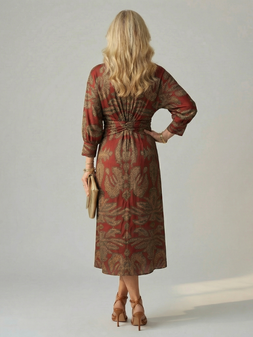 LUNE Natural Wrap Midi Dress