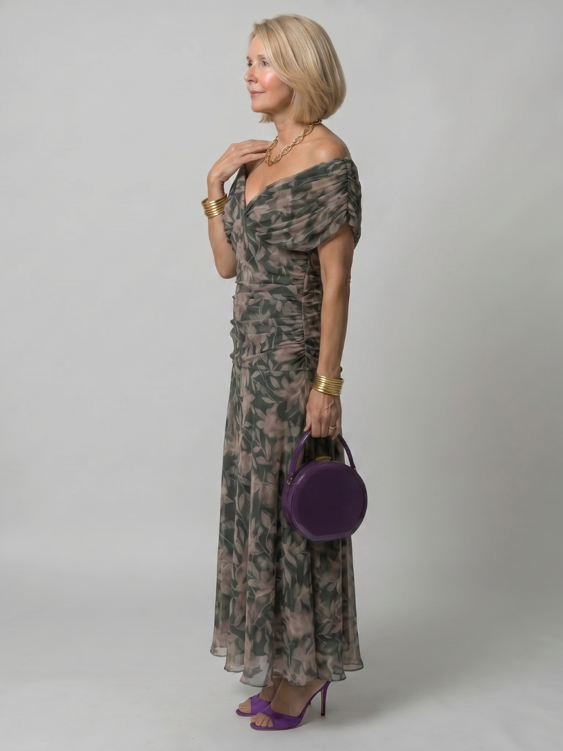 CALEN Off-Shoulder Flow Midi Dress