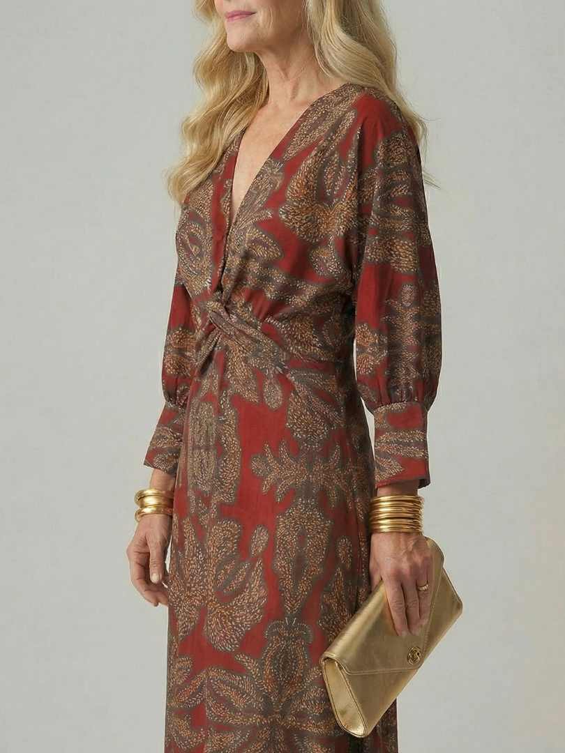 LUNE Natural Wrap Midi Dress
