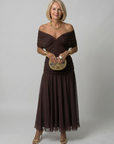 CALEN Off-Shoulder Flow Midi Dress