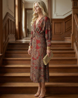 LUNE Natural Wrap Midi Dress