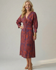 LUNE Natural Wrap Midi Dress