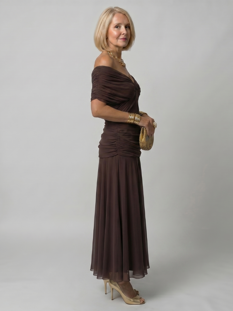 CALEN Off-Shoulder Flow Midi Dress