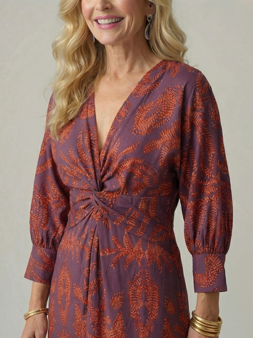 LUNE Natural Wrap Midi Dress