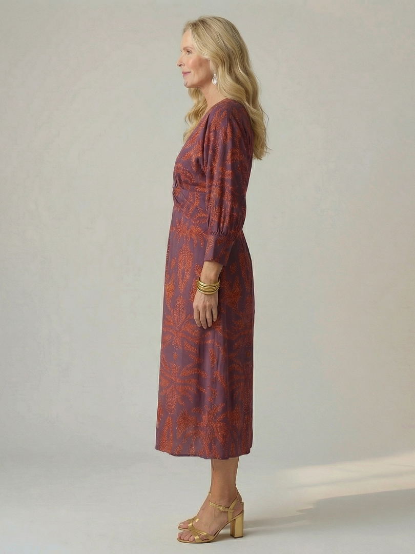 LUNE Natural Wrap Midi Dress
