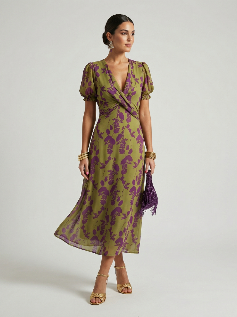 VIREL Relaxed Floral Midi Dress