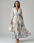 RIELLE Pleated Wrap Midi Dress