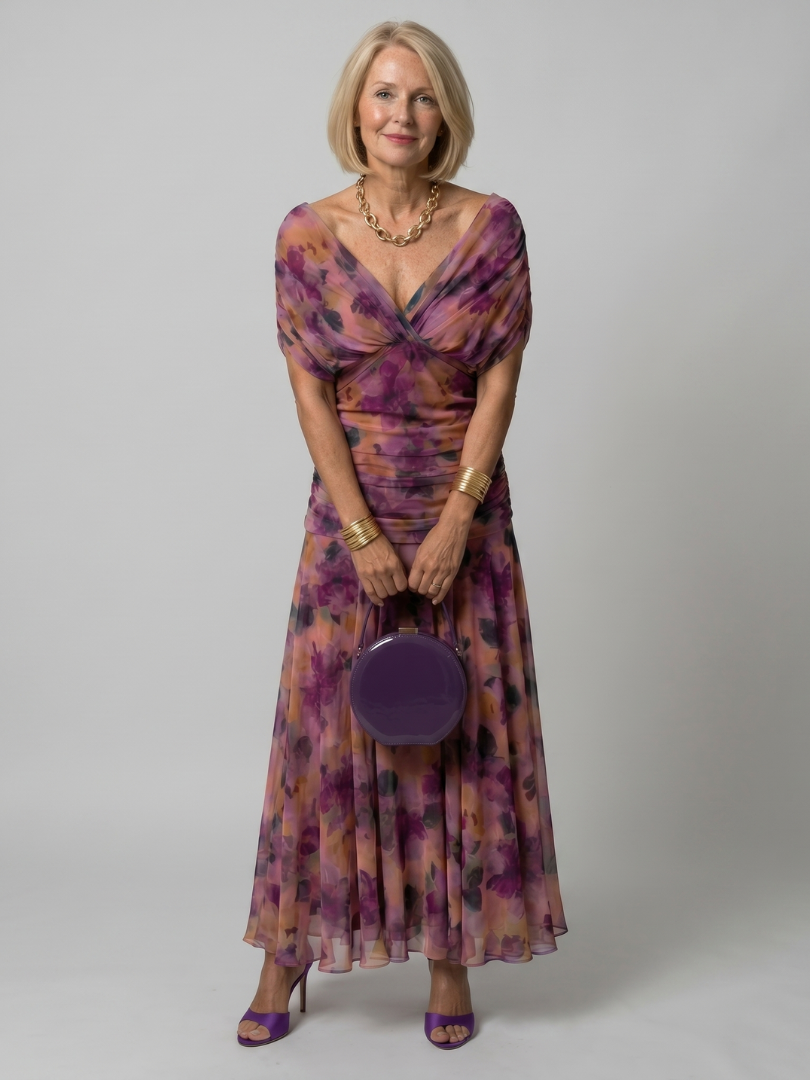 CALEN Off-Shoulder Flow Midi Dress
