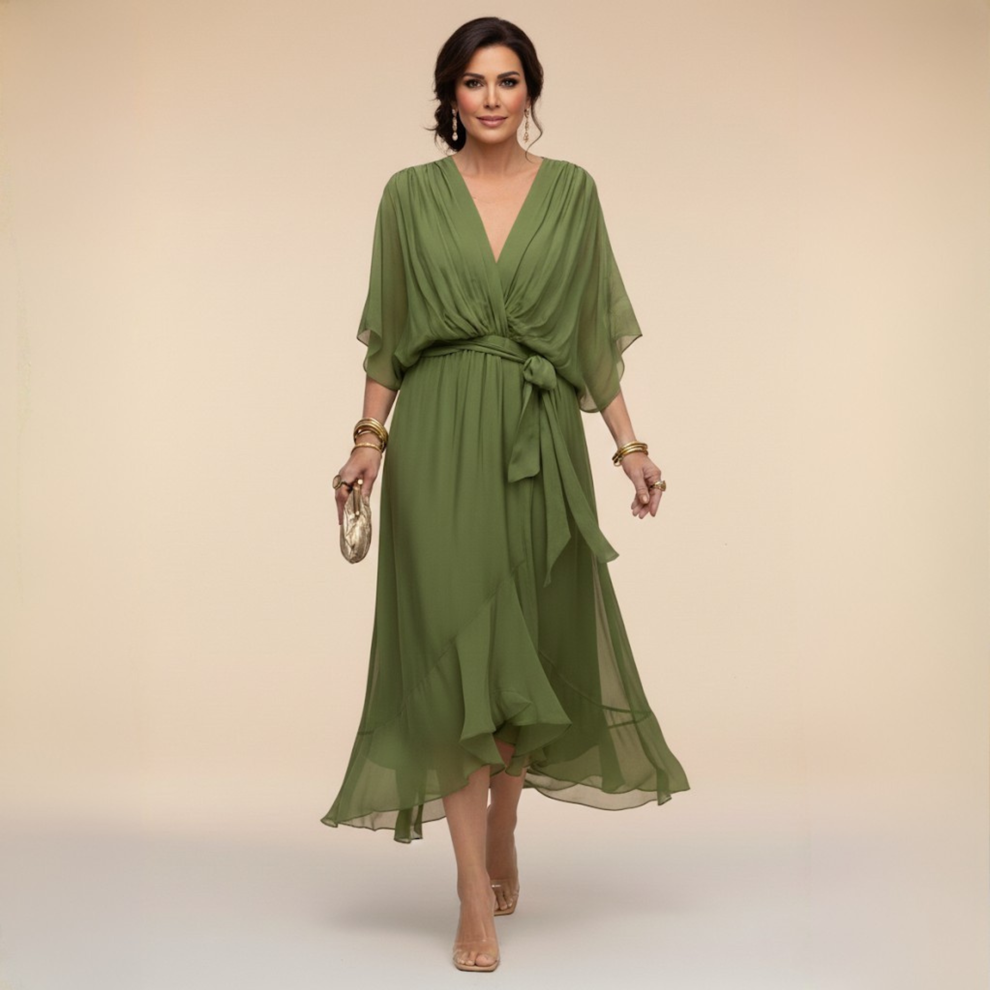 MONICA V-Neck Wrap Dress