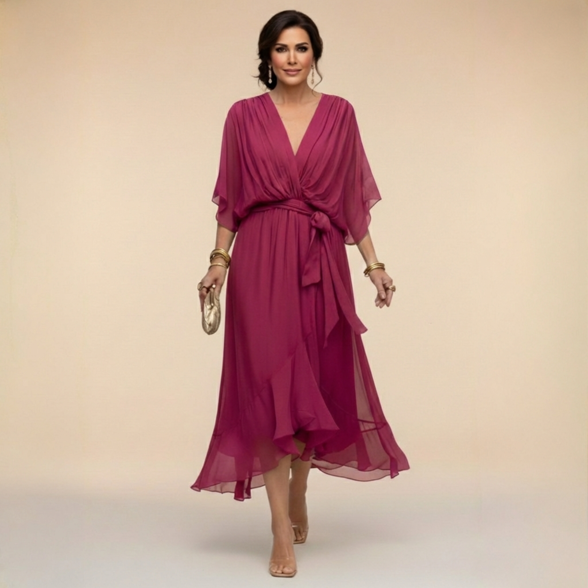 MONICA V-Neck Wrap Dress