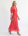 WILLOW Floral Puff Sleeve Midi Dress