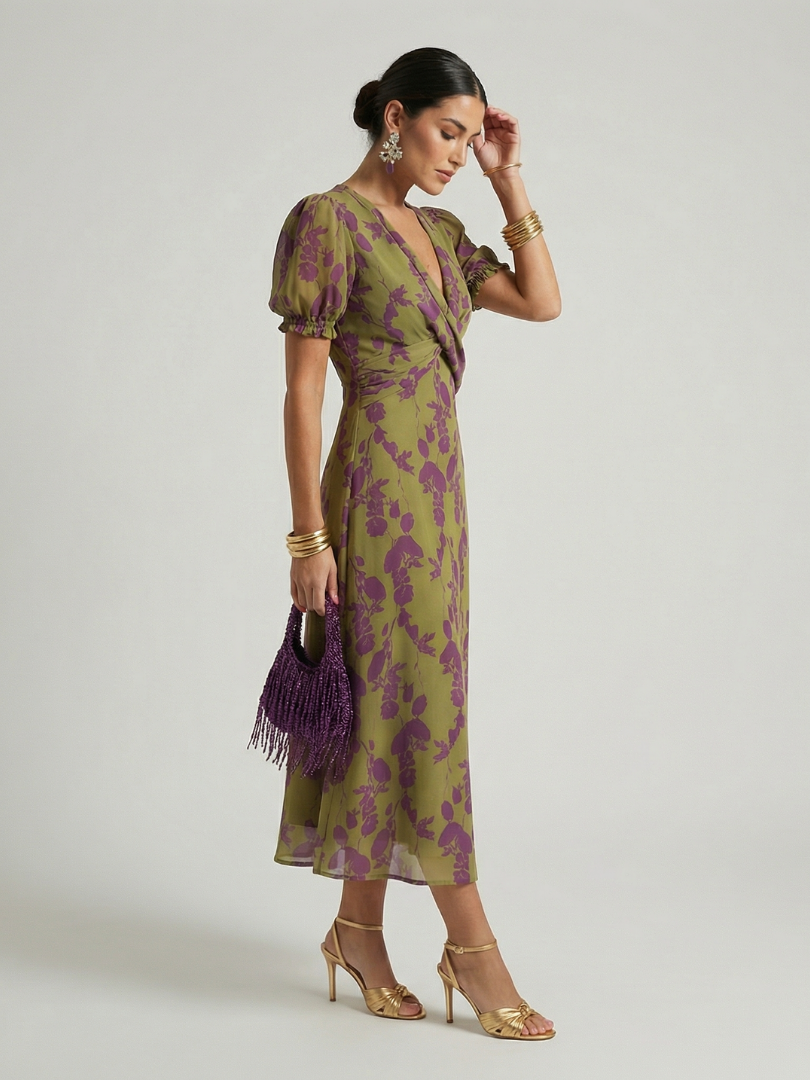 VIREL Relaxed Floral Midi Dress
