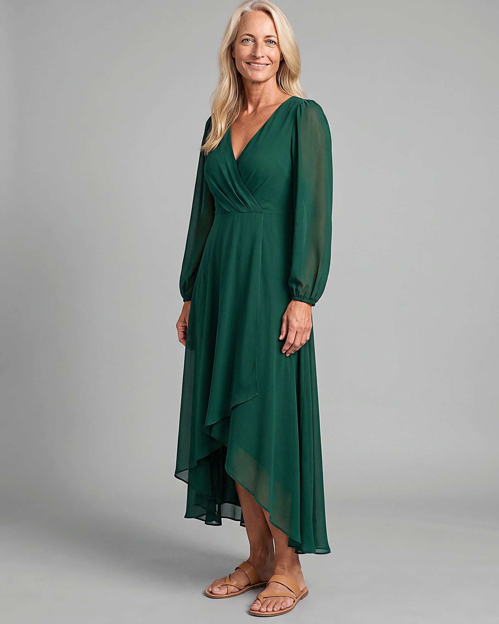 Mia wrap maxi dress in Dark Green - front