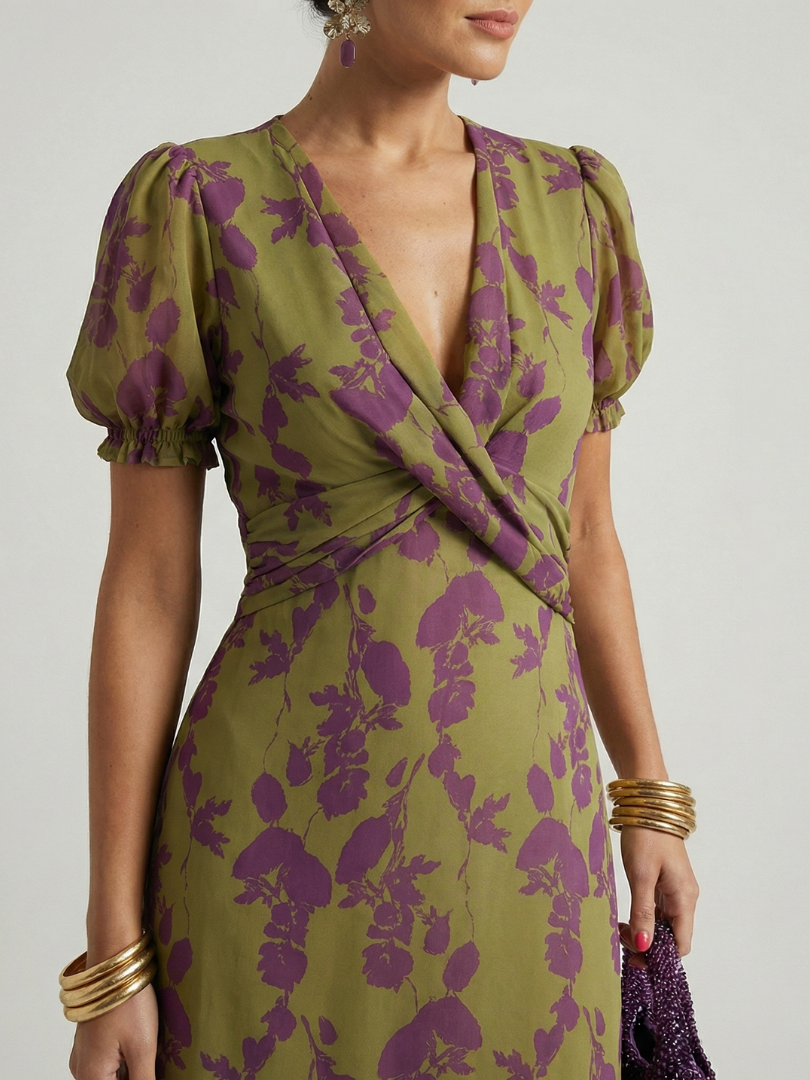 VIREL Relaxed Floral Midi Dress