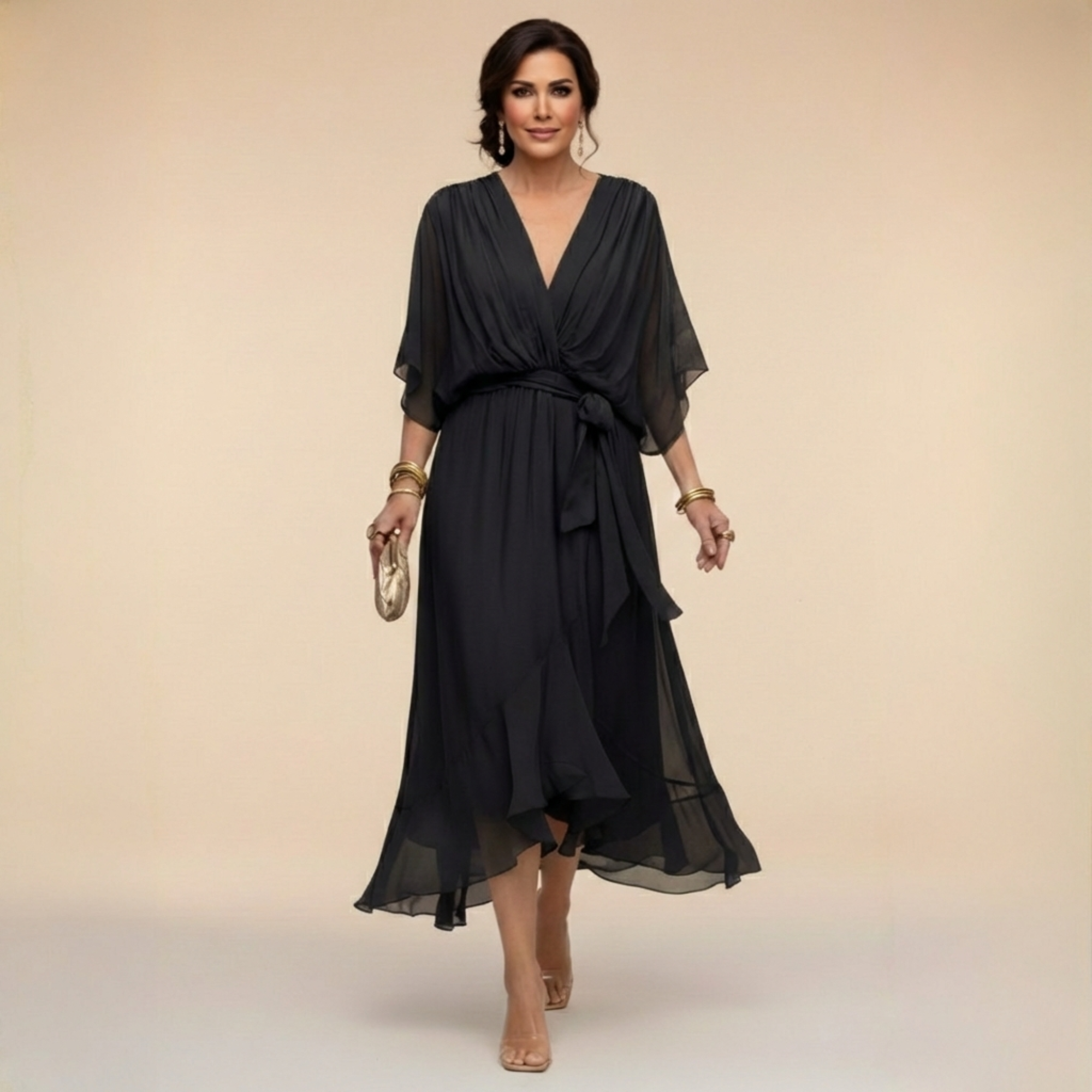 MONICA V-Neck Wrap Dress