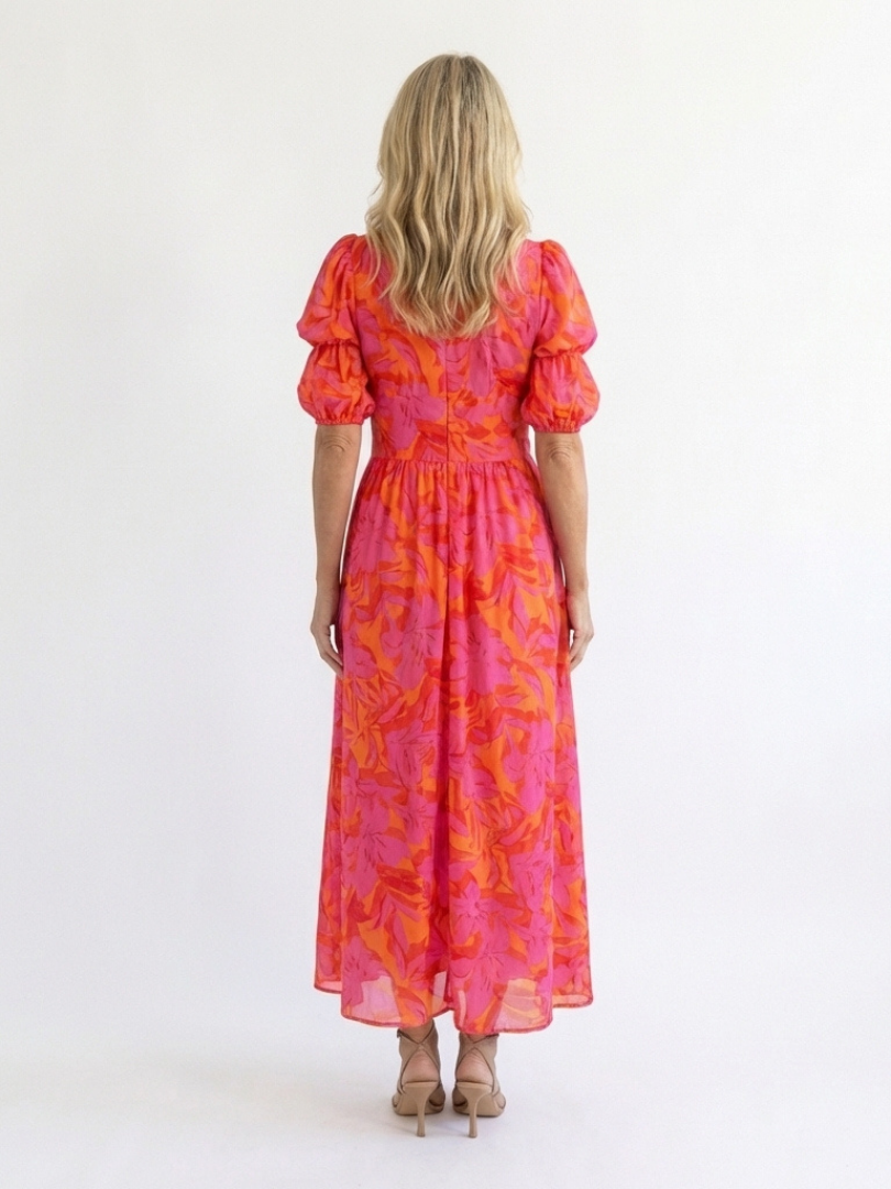 WILLOW Floral Puff Sleeve Midi Dress