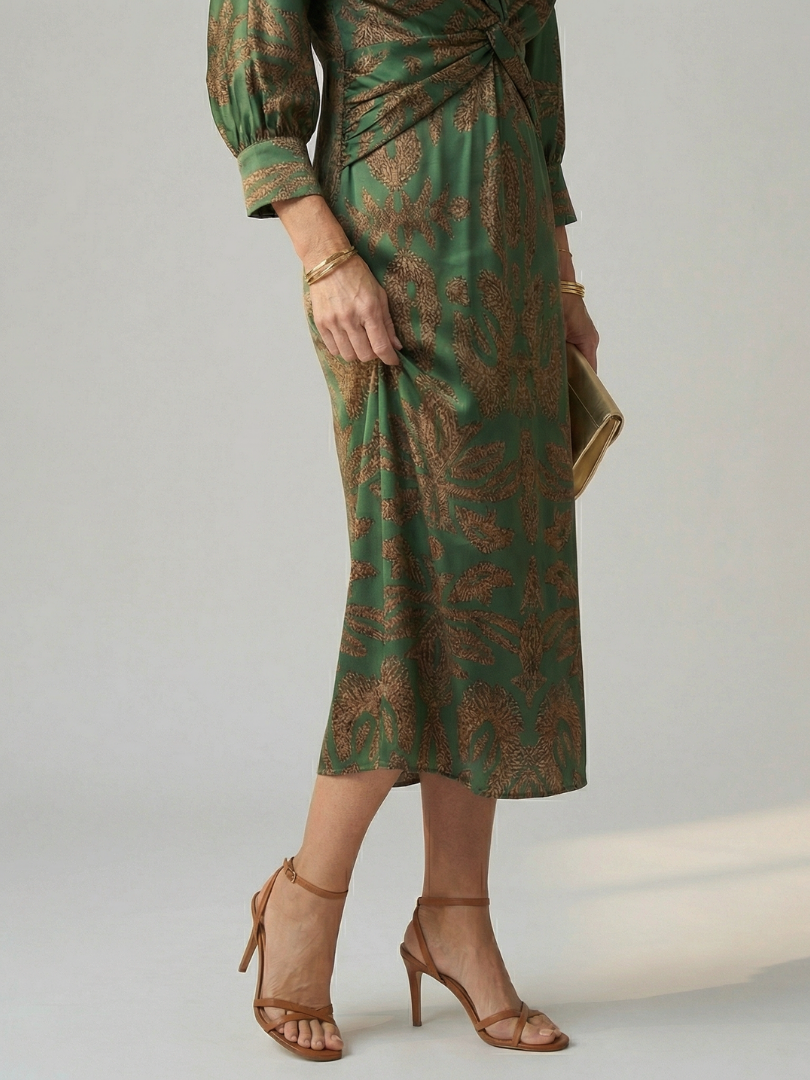 LUNE Natural Wrap Midi Dress