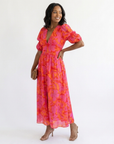 WILLOW Floral Puff Sleeve Midi Dress