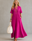 NATHALIA Pleated Maxi Dress