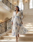 RIELLE Pleated Wrap Midi Dress
