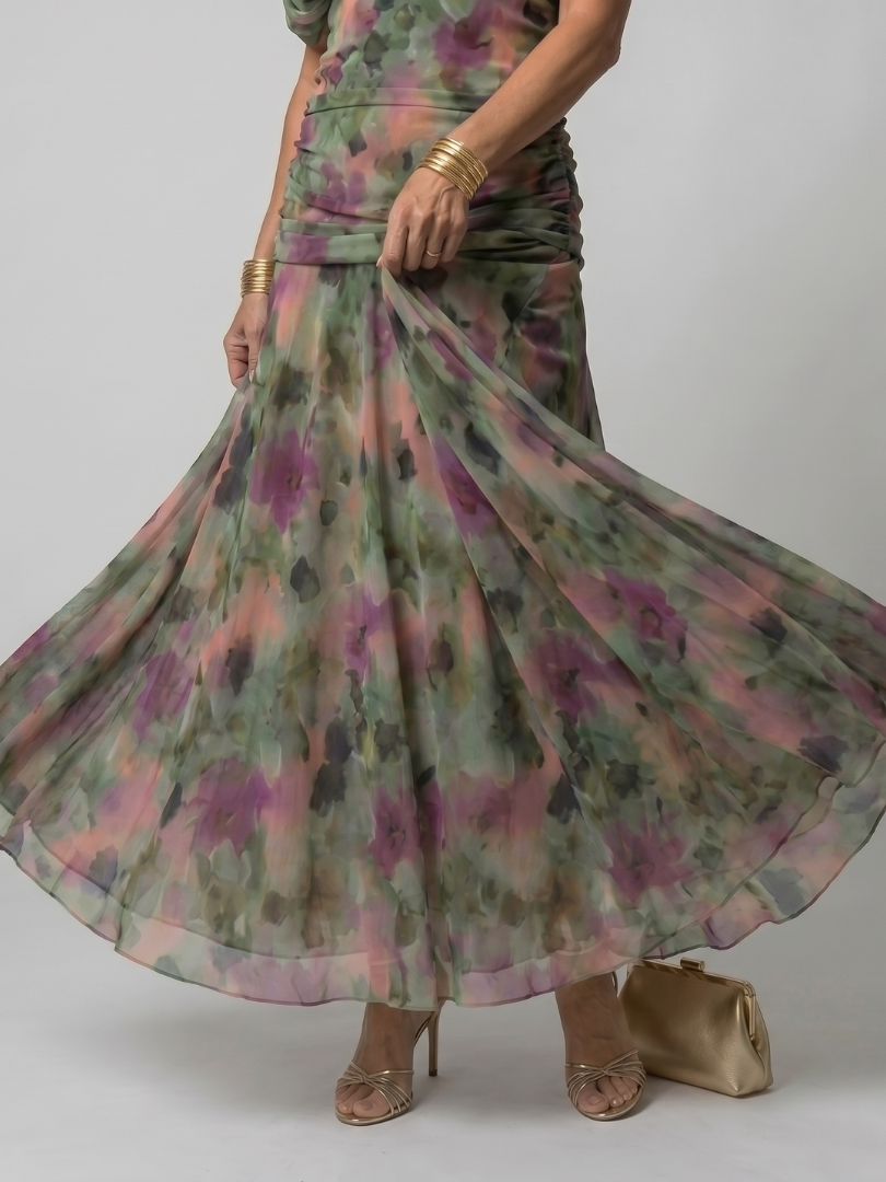 CALEN Off-Shoulder Flow Midi Dress