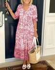 KEISHA Graceful V-Neck Floral Dress