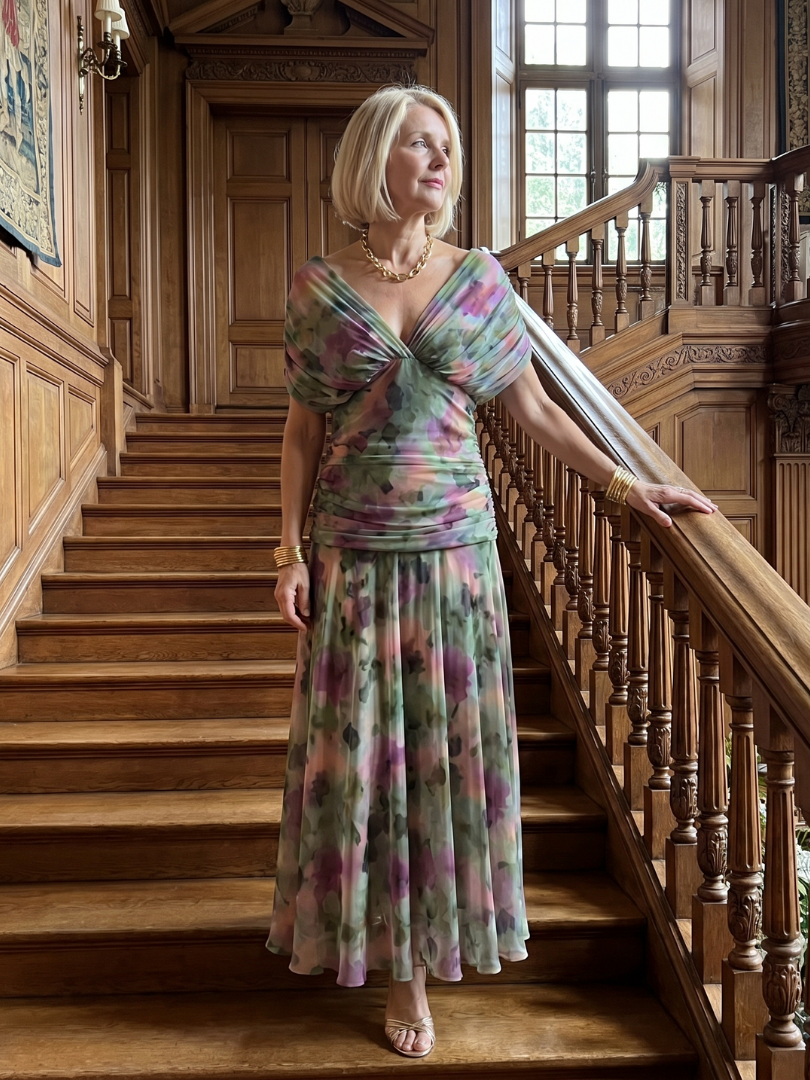 CALEN Off-Shoulder Flow Midi Dress