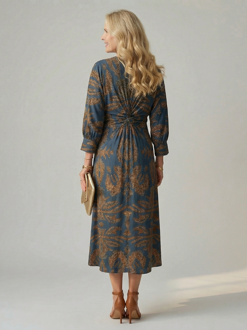 LUNE Natural Wrap Midi Dress